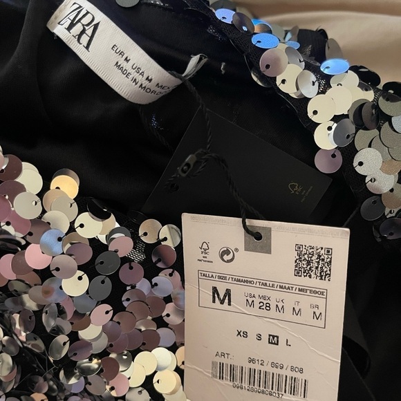 NWT ZARA Blogger Favorite Silver Ombre Sequin Sleeveless Mini Dress Medium - Picture 9 of 9